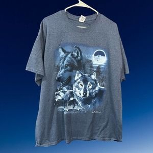 Vintage Wolf T-Shirt Size XL Lost Creek Outfitters 3 Wolves Graphic Tee